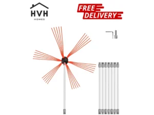 flexible chimney cleaning rods, 26ft chimney sweep rods, nylon sooteater chimney cleaning kit, flexible brush head chimney sweeping rods easy connecting chimney brush with 8 white rods