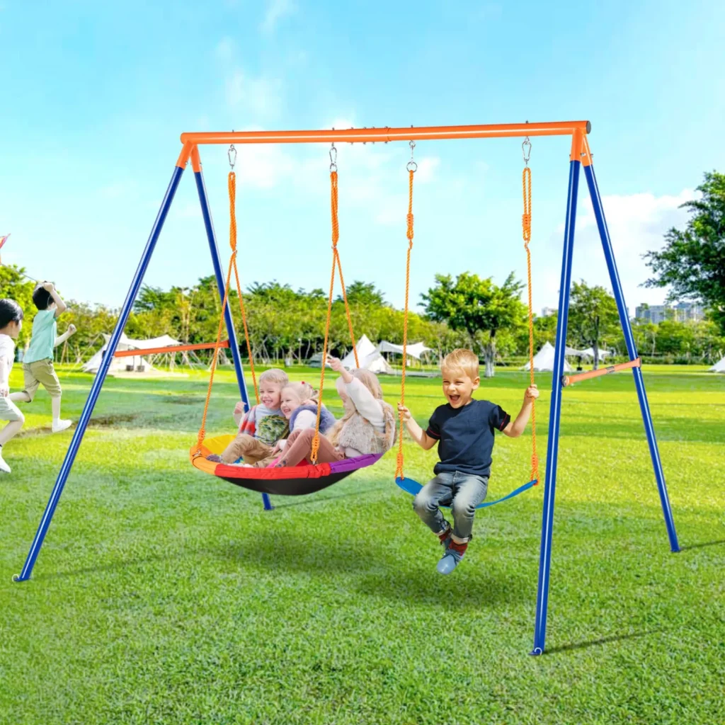 swing sets for backyard 1 saucer 1 belt swing seat a frame metal stand
