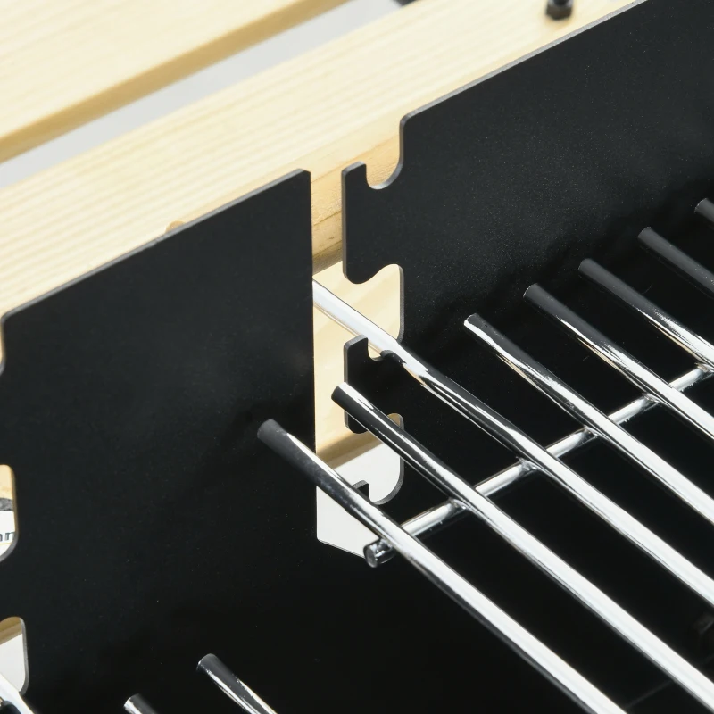 Charcoal BBQ Grill Trolley with Double Grates, Side Table & Wheels - Image 2