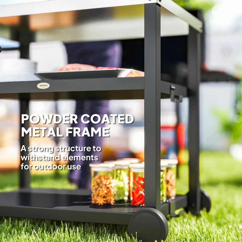 3-Shelf Outdoor Grill & Pizza Oven Cart with Stainless Steel Top - Image 5