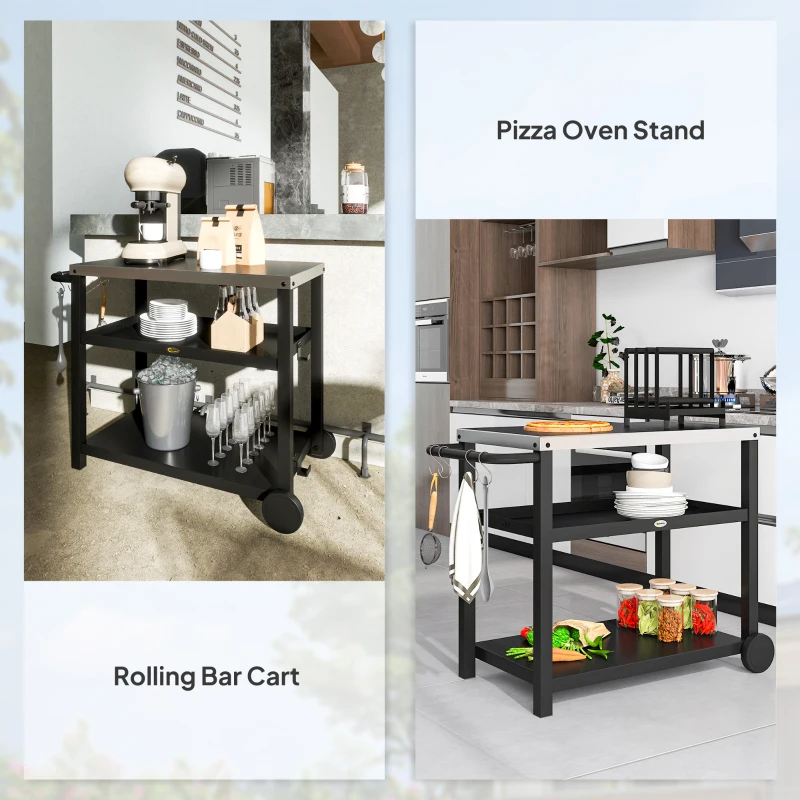 3-Shelf Outdoor Grill & Pizza Oven Cart with Stainless Steel Top - Image 7
