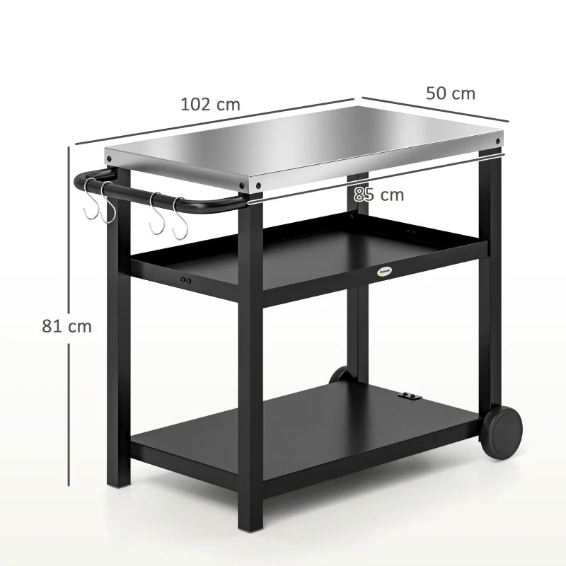 3-Shelf Outdoor Grill & Pizza Oven Cart with Stainless Steel Top - Image 10