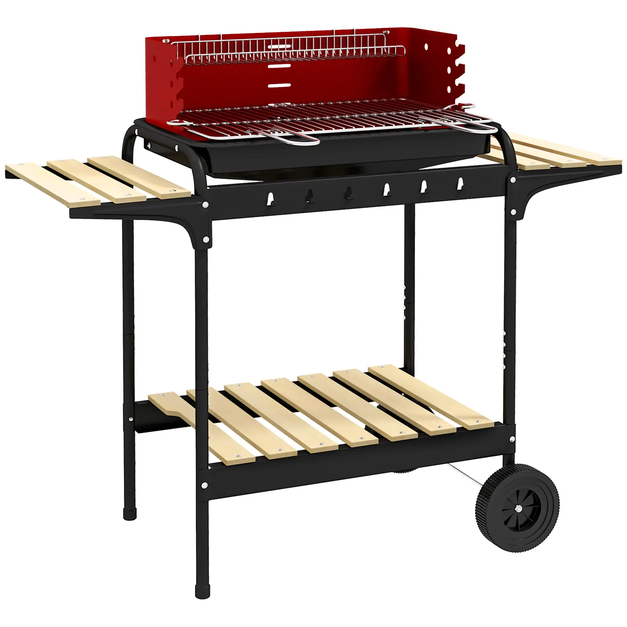 Red Charcoal BBQ with Adjustable Grill Grate - Image 9