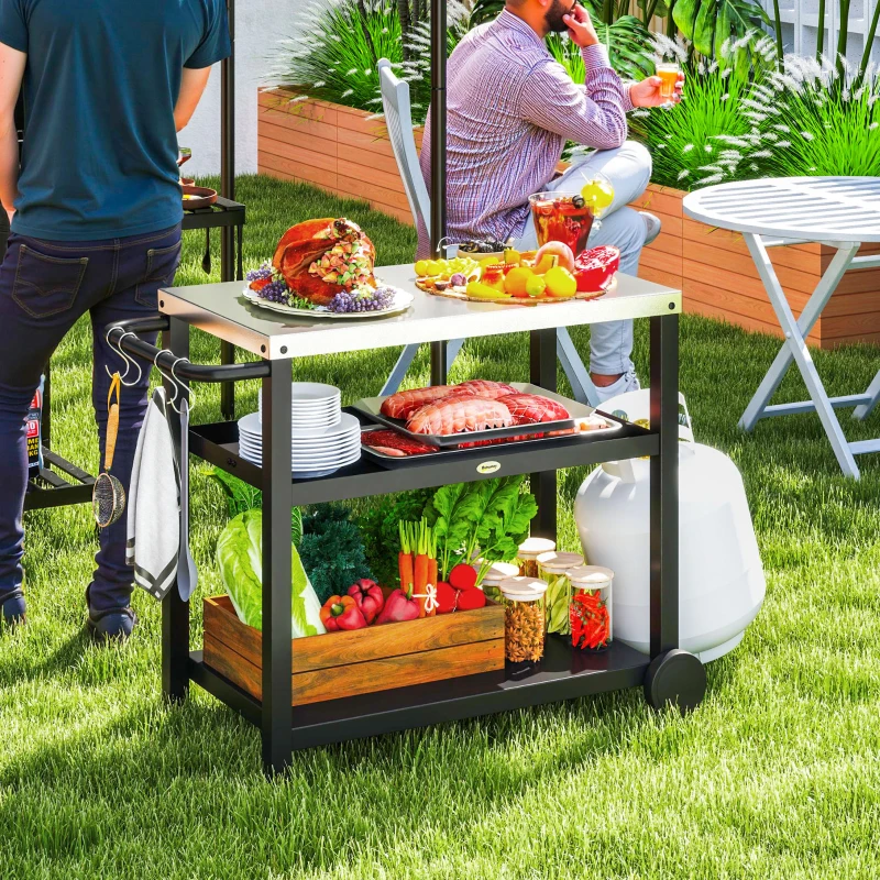 3-Shelf Outdoor Grill & Pizza Oven Cart with Stainless Steel Top - Image 12