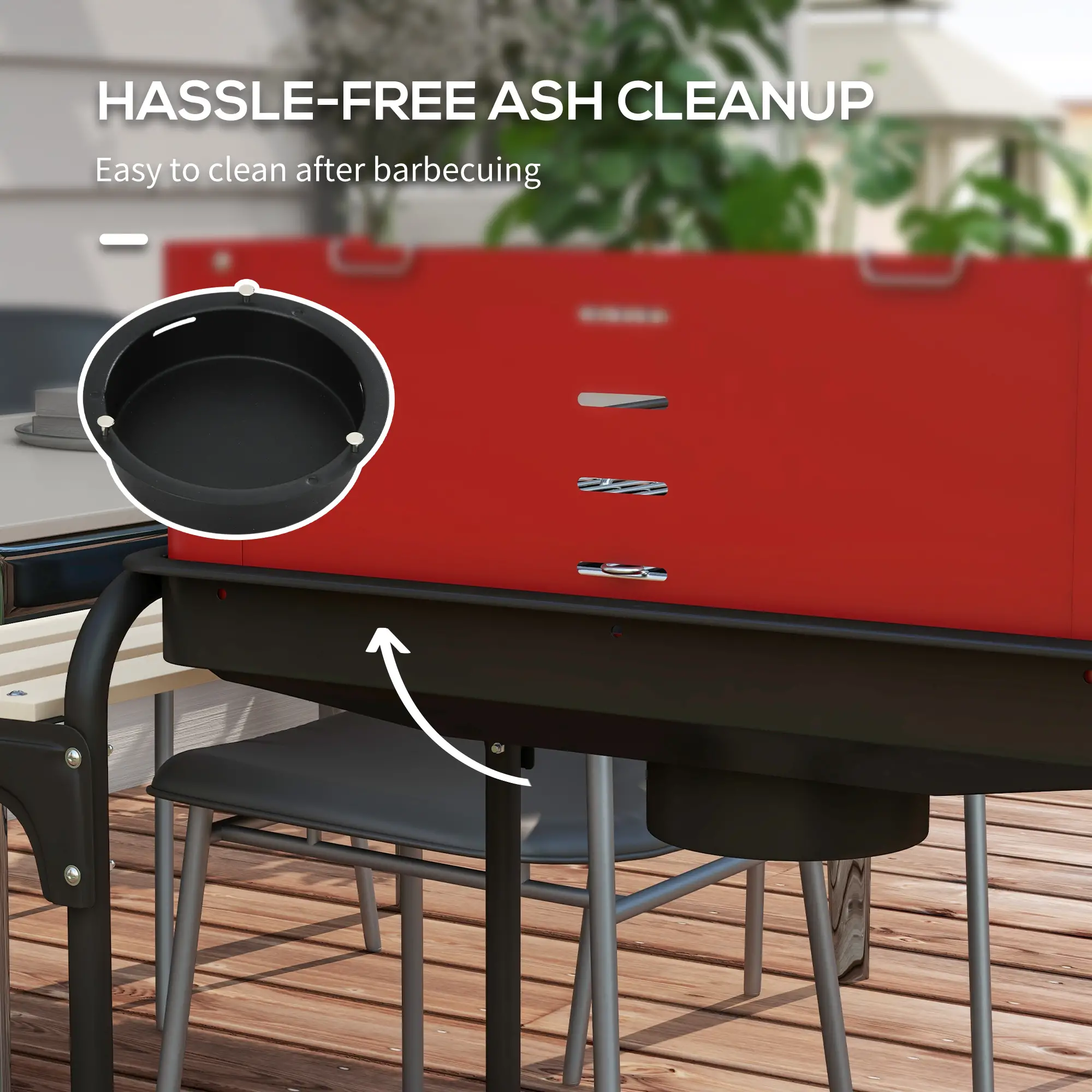 Red Charcoal BBQ with Adjustable Grill Grate - Image 10
