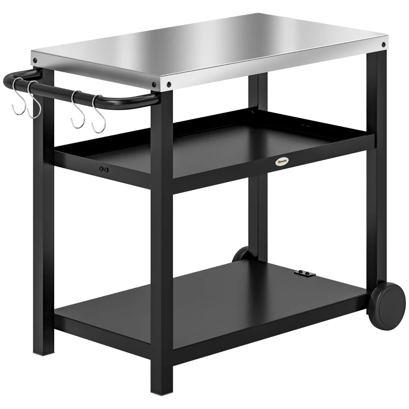 3-Shelf Outdoor Grill & Pizza Oven Cart with Stainless Steel Top - Image 4