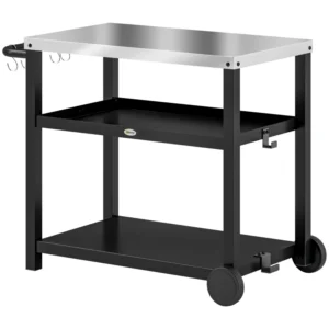 3-Shelf Outdoor Grill & Pizza Oven Cart with Stainless Steel Top