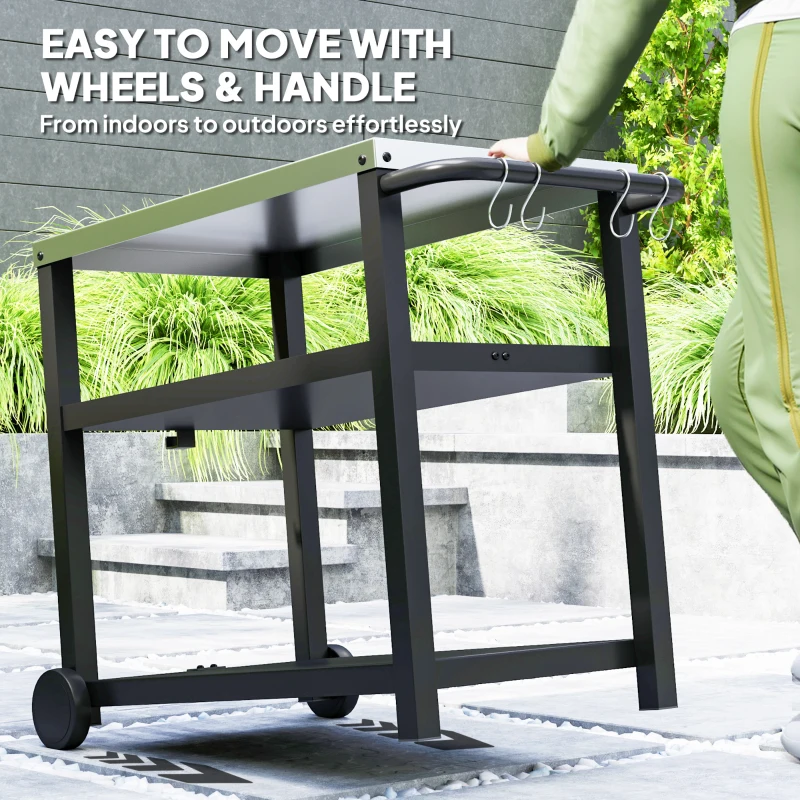 3-Shelf Outdoor Grill & Pizza Oven Cart with Stainless Steel Top - Image 11
