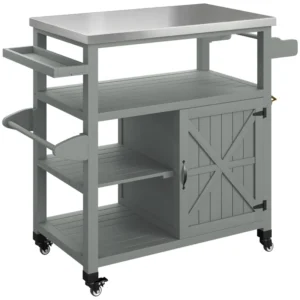 Garden serving cart rolling barbecue cart with stainless steel top