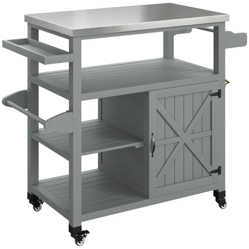 Garden serving cart rolling barbecue cart with stainless steel top